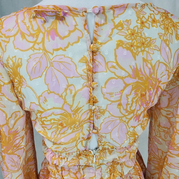 Sundae Muse Evelina Floral Ruffle Romantic Fairy Corset Feminine Blouson Sleeve - Picture 13 of 16